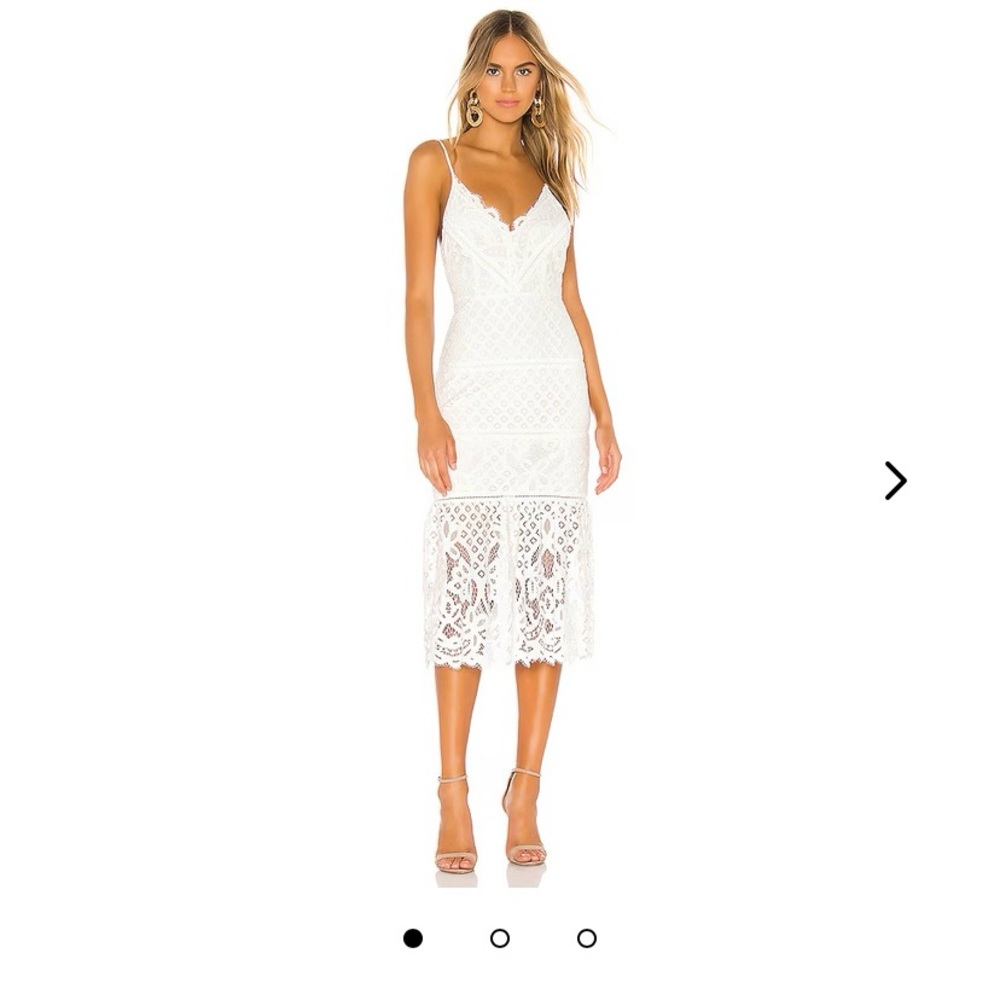 Lovers and Friends Tilly White Lace Midi Dress M